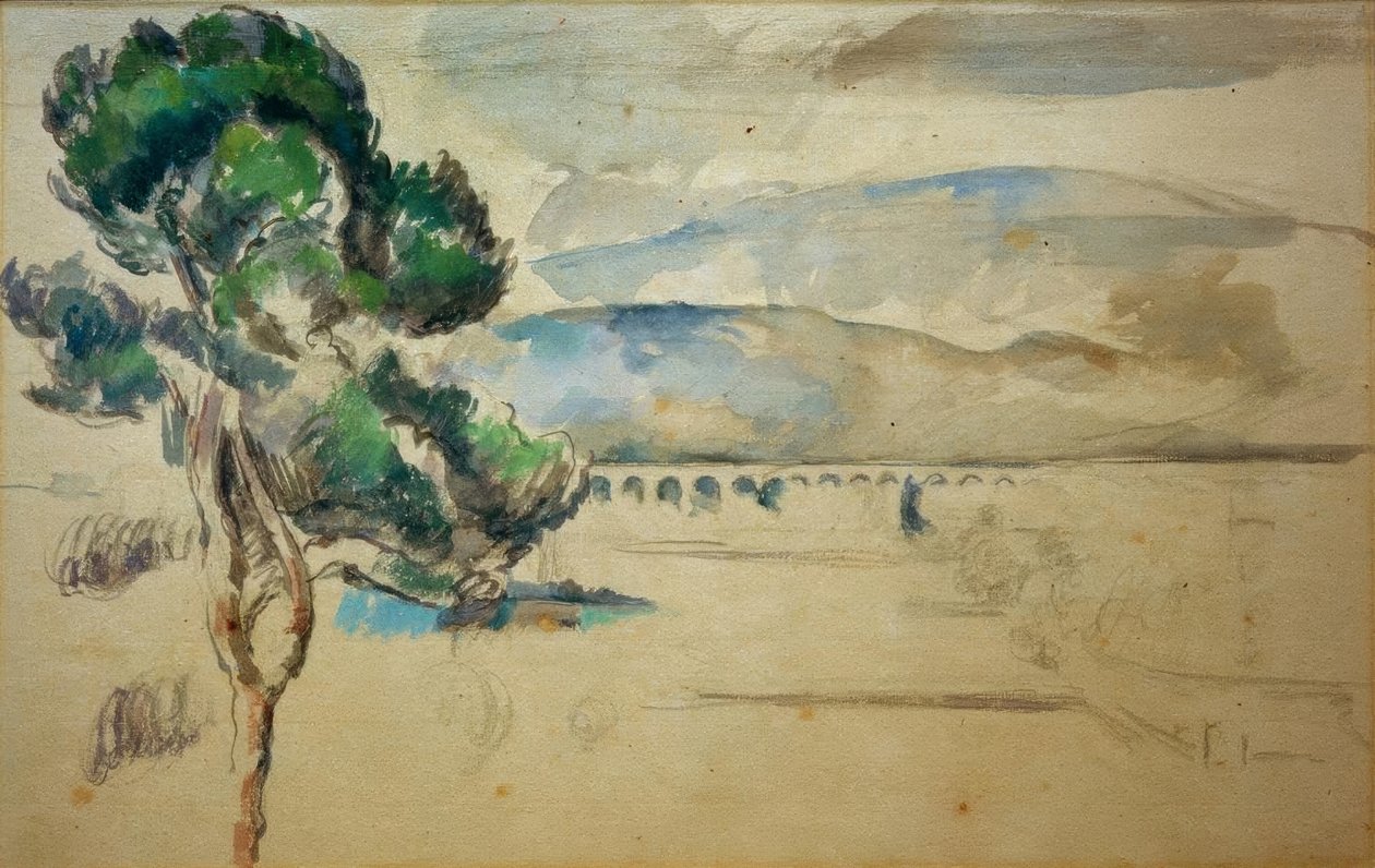 The Valley of the Arc with Viaduct and a Pine by Paul Cézanne