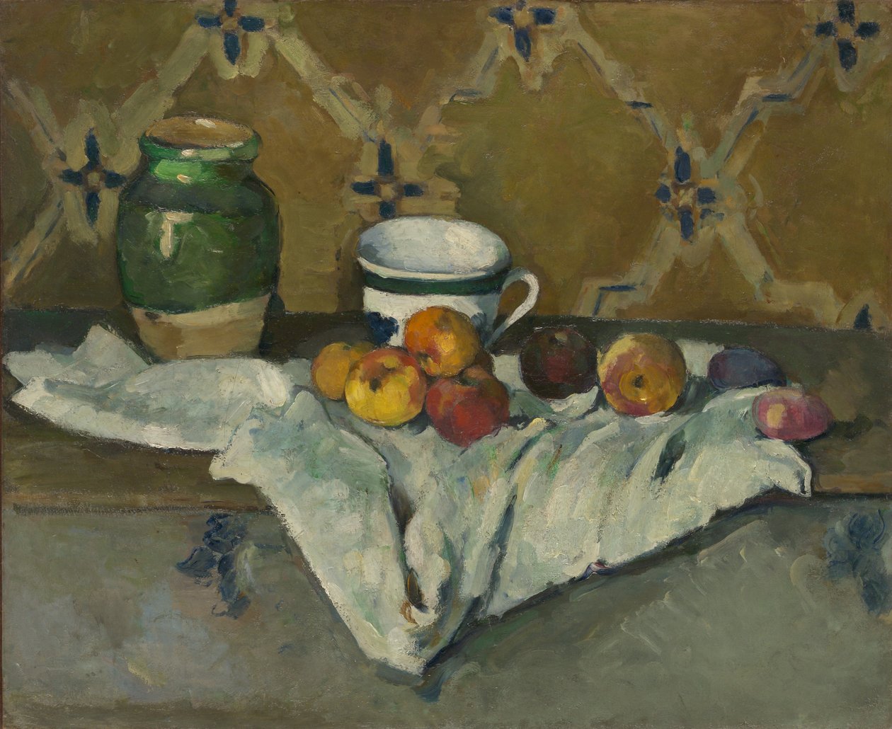 Still Life with Jar, Cup, and Apples, ca. 1877 by Paul Cézanne