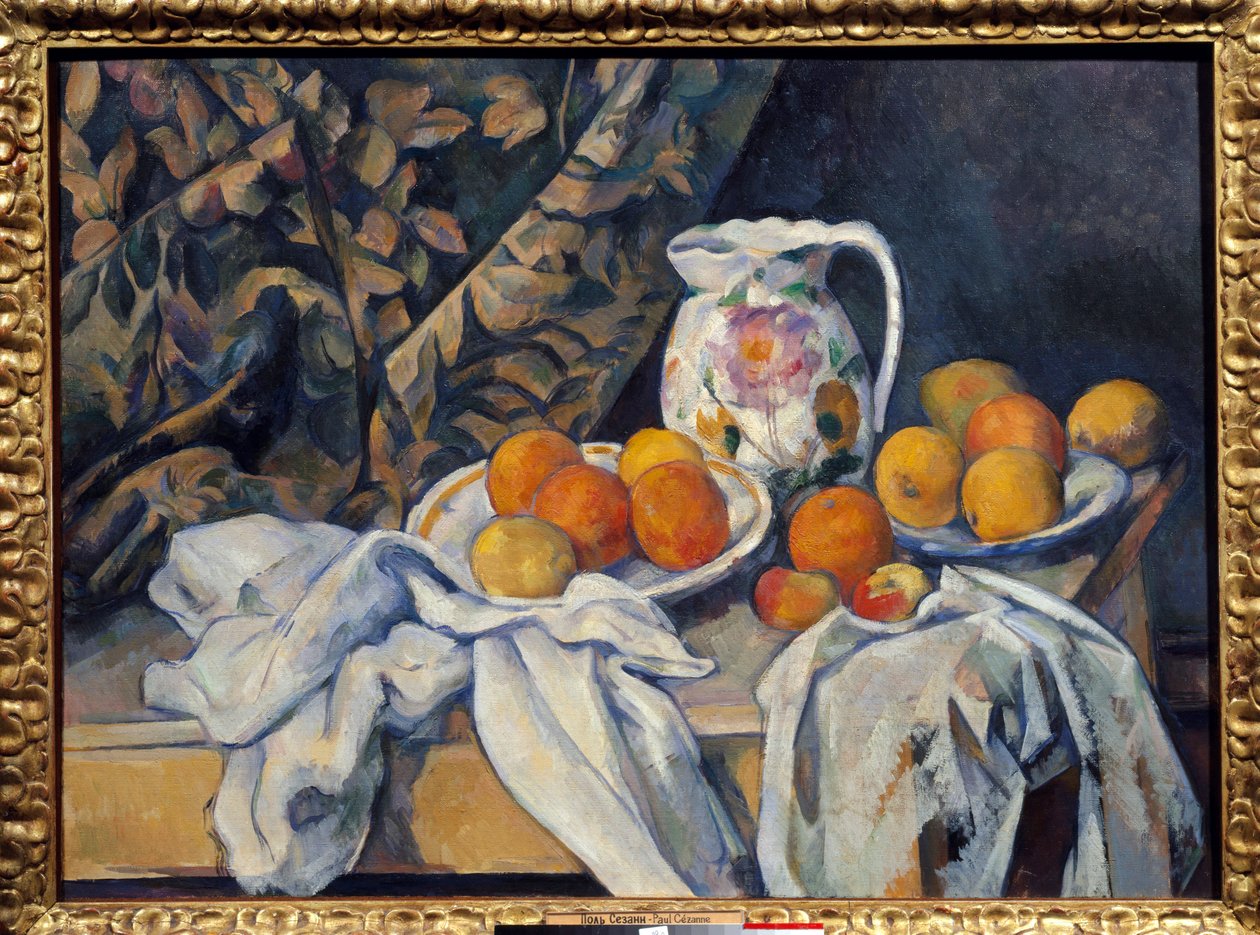 Still Life on the Curtain by Paul Cézanne