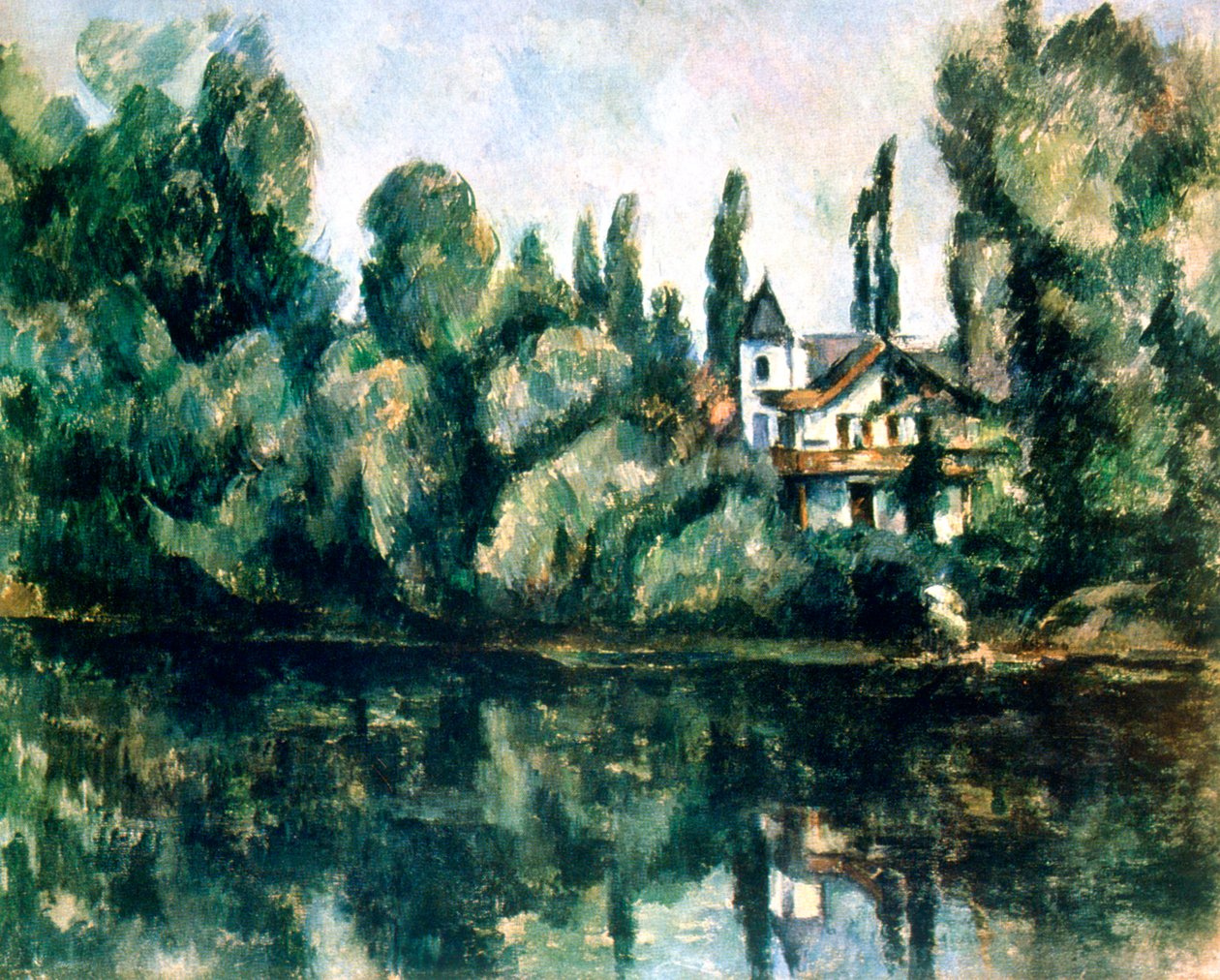 The Banks of the Marne, Villa on the Bank of a River by Paul Cézanne