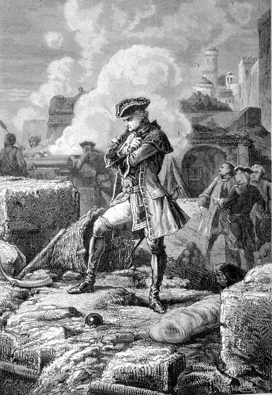 Thomas Arthur Lally, Baron de Tollendal During the siege of Pondicherry in 1760 - Engraving by Paul Philipotteaux (1846-1923) by Paul Dominique Philippoteaux