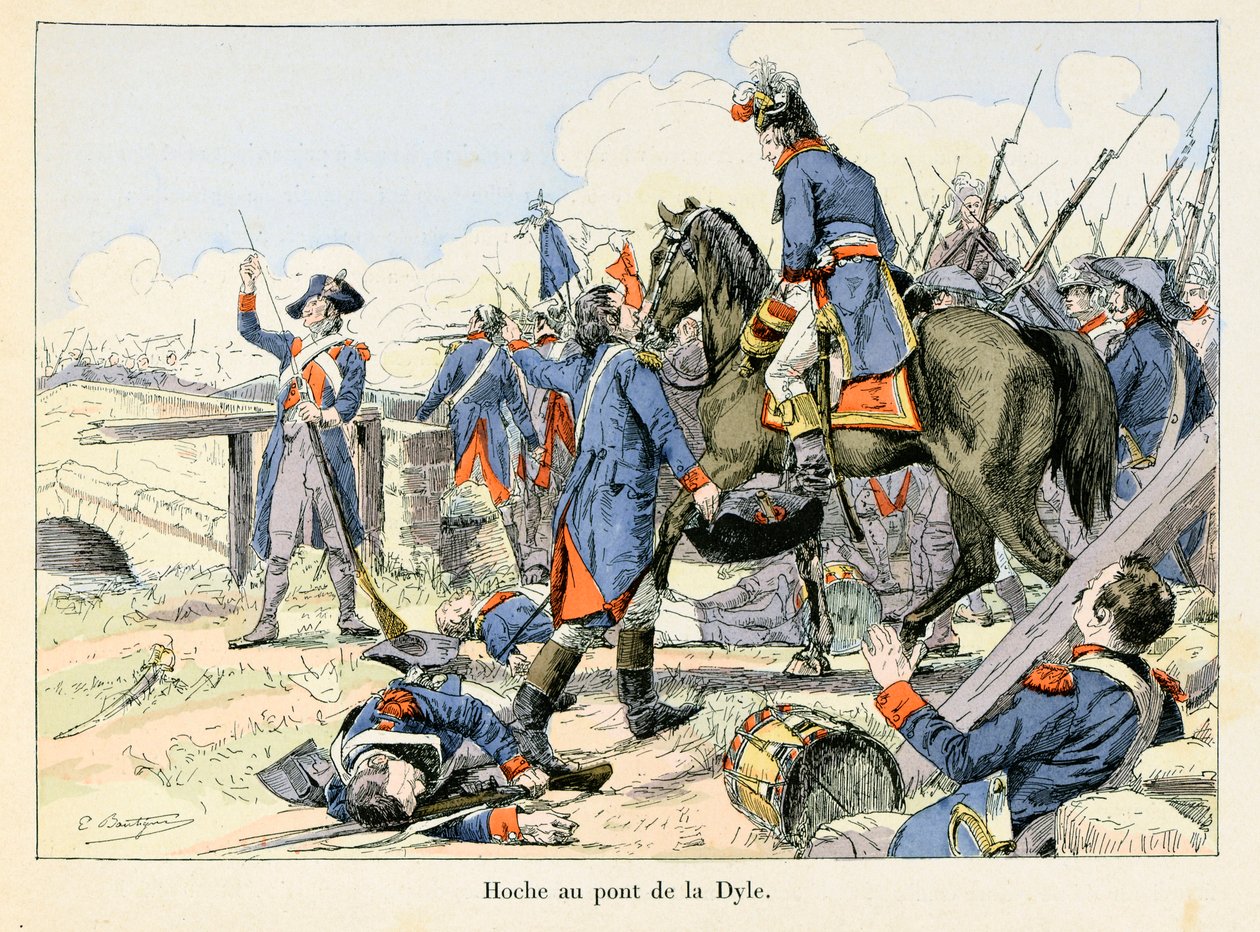 Hoche at the Bridge of the Dyle: In March 1793, Covering the Retreat at the Passage of the Dyle in Front of Leuven (Belgium), Lazare Hoche (1768-1797) Fought Against the Austrians - Illustration by Emile Boutigny (1853-1929) in 