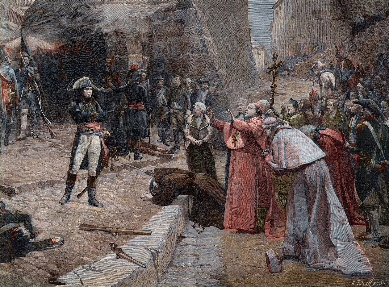 The Siege of Pavia from the painting by Boutigny - First coalition: revolt of the population of Pavia (Italy) against the French troops of Napoleon on 23 and 24 April 1796 during the first Italian campaign (1796-1797) after the painting of Paul-Emile Bouti by Paul Émile Boutigny
