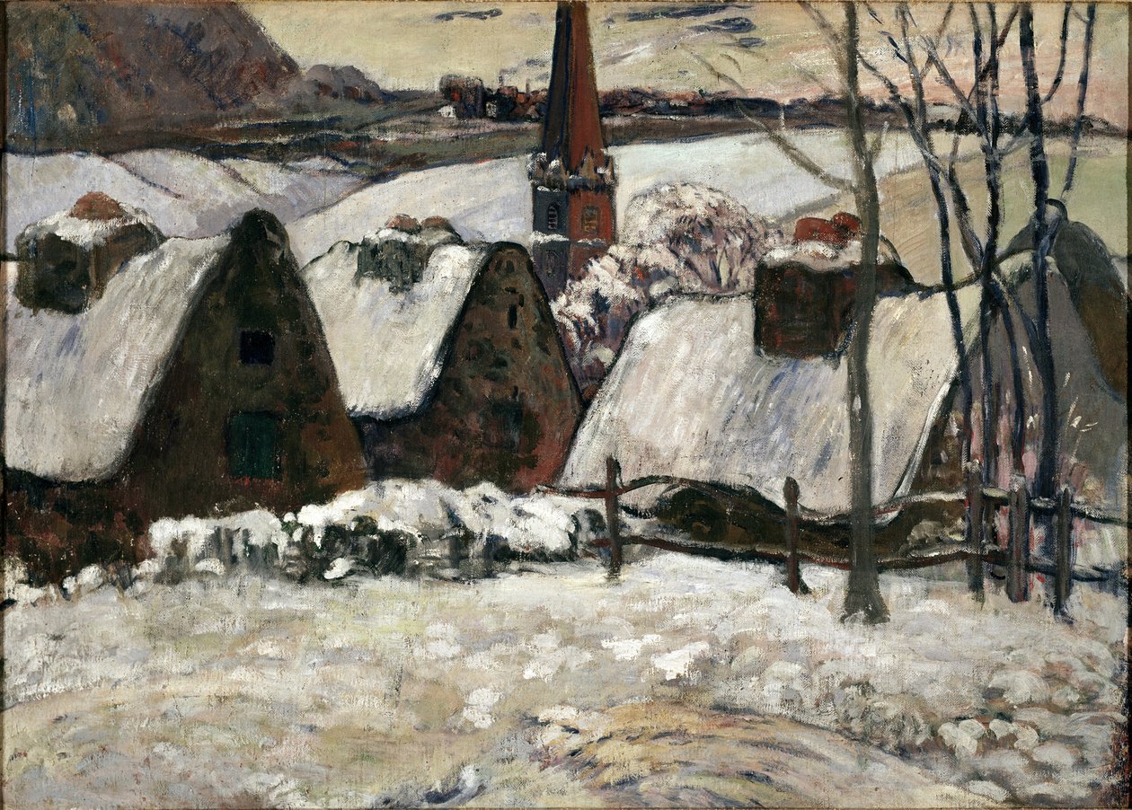 Breton village under the snow by Paul Gauguin