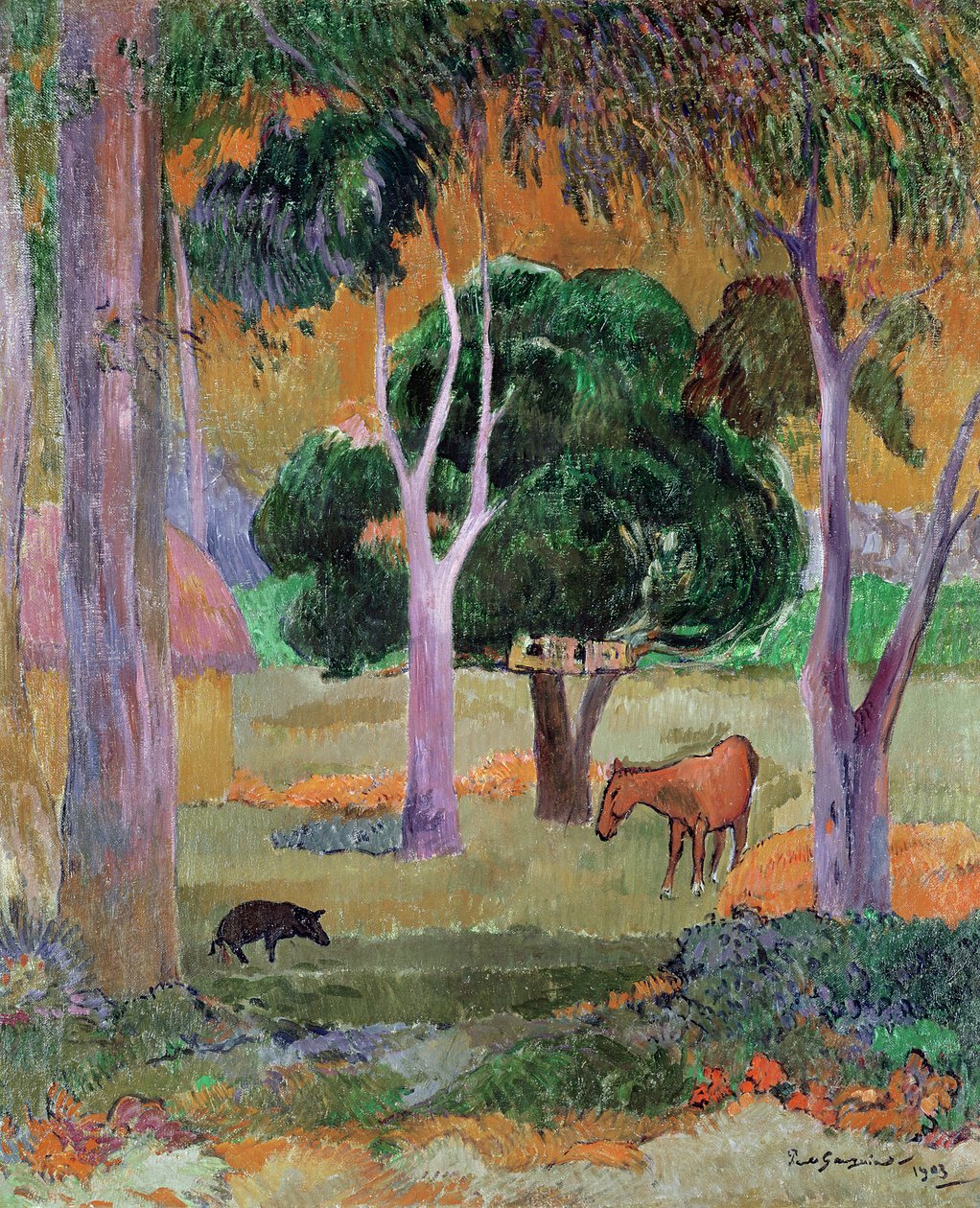 Dominican Landscape or, Landscape with a Pig and Horse, 1903 by Paul Gauguin