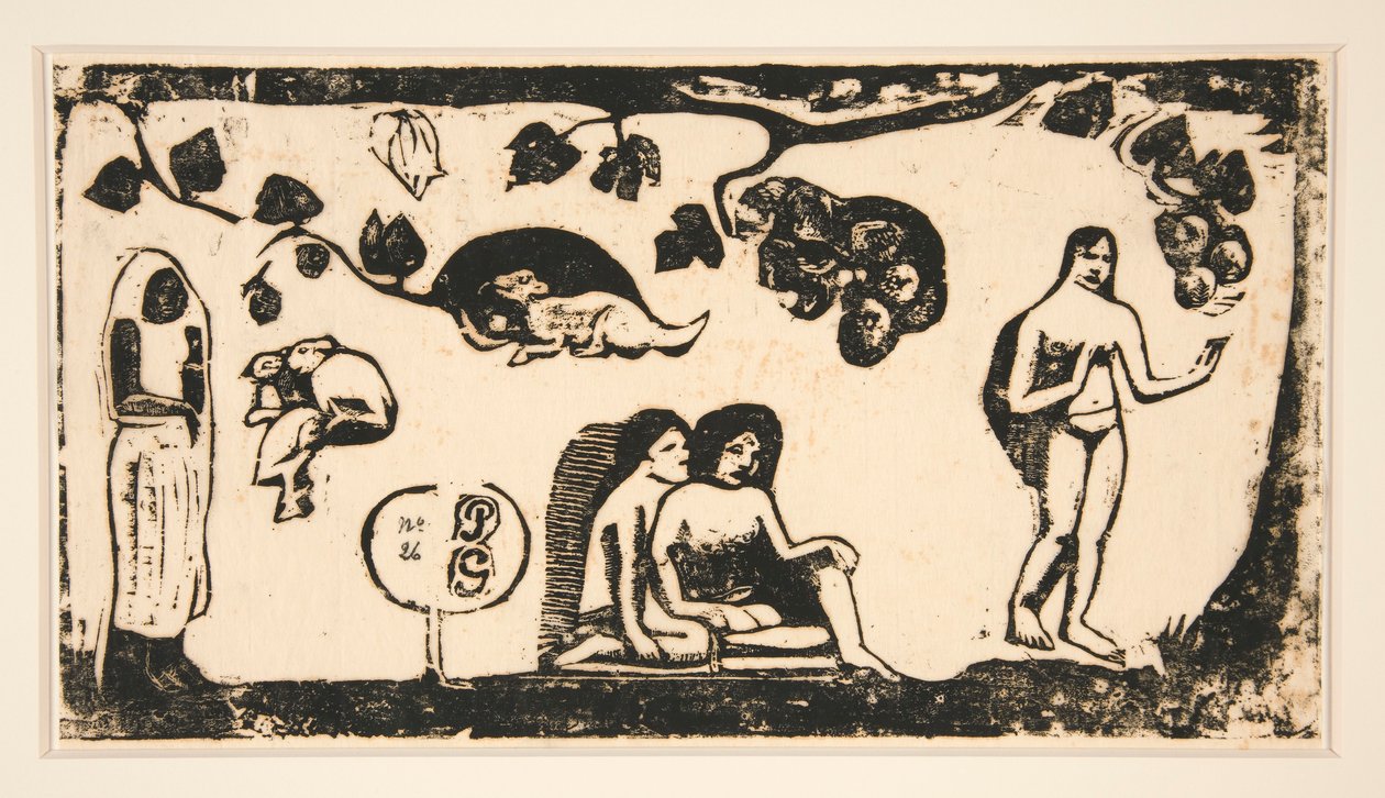 Women, Animals and Leaves by Paul Gauguin
