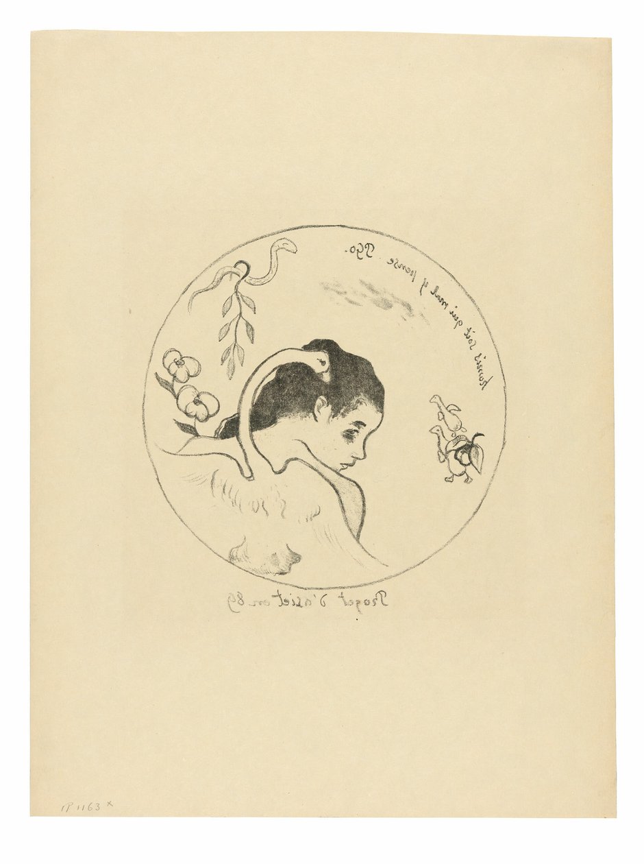 Design for a Plate (Leda), Frontispiece from the Volpini Suite by Paul Gauguin