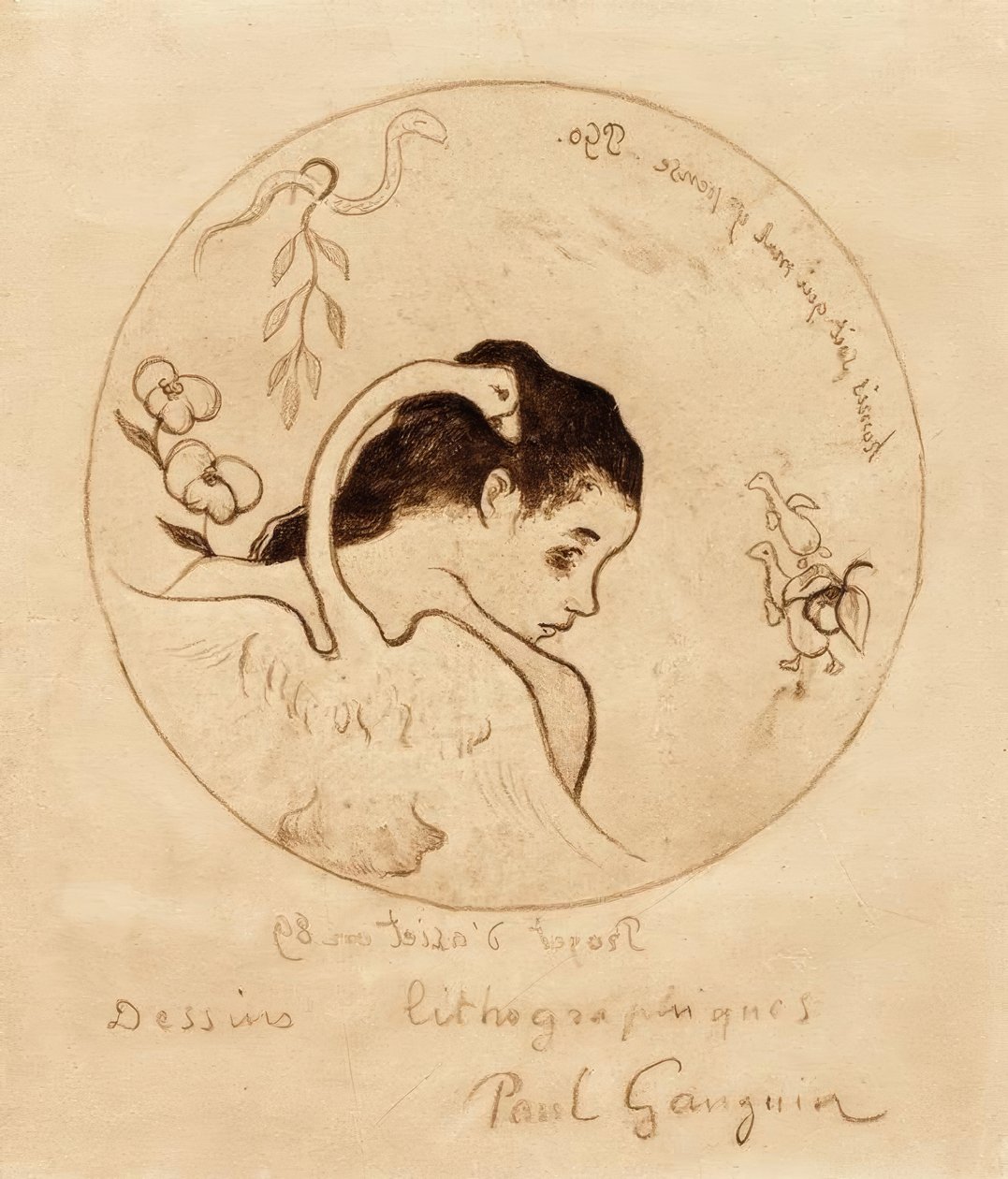 Project for a Plate – Leda and the Swan by Paul Gauguin
