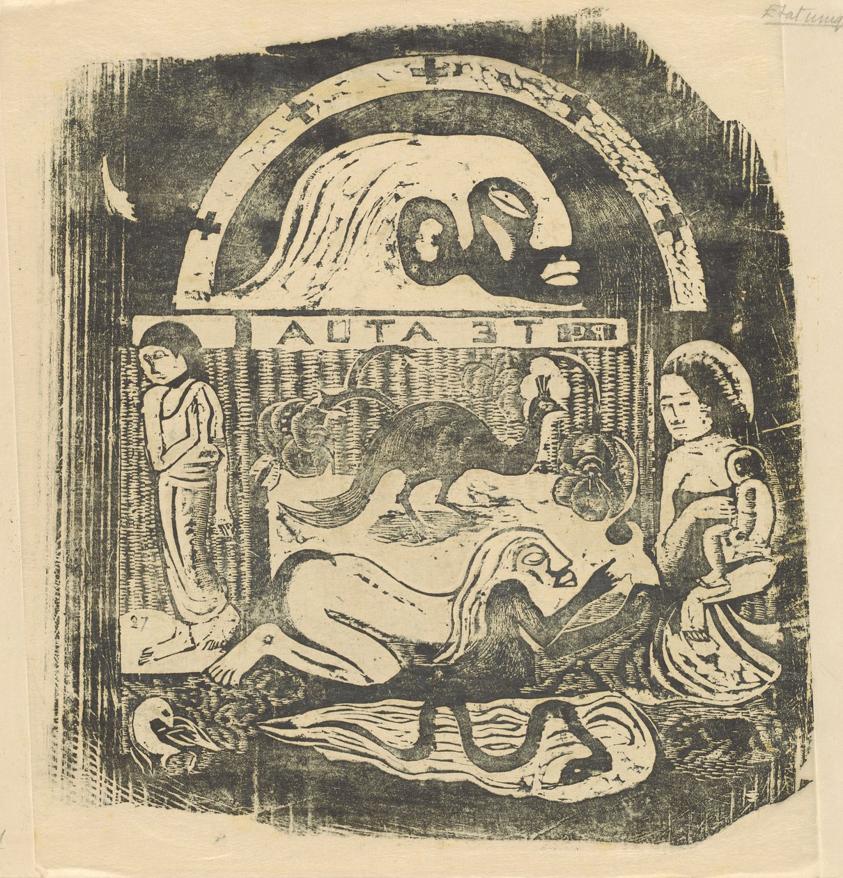 Te Atua The Gods Small Plate [recto] by Paul Gauguin