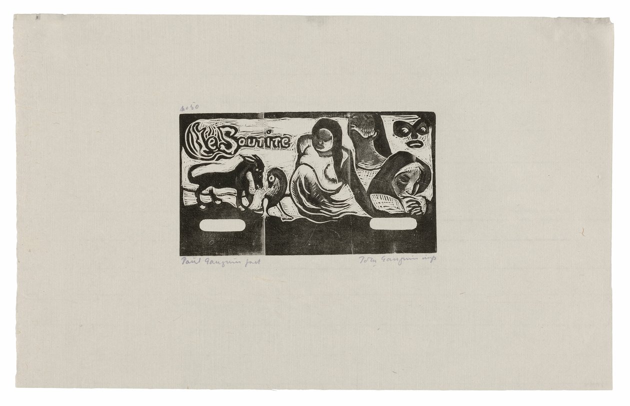 Three People, a Mask, a Fox and a Bird, headpiece for Le sourire by Paul Gauguin