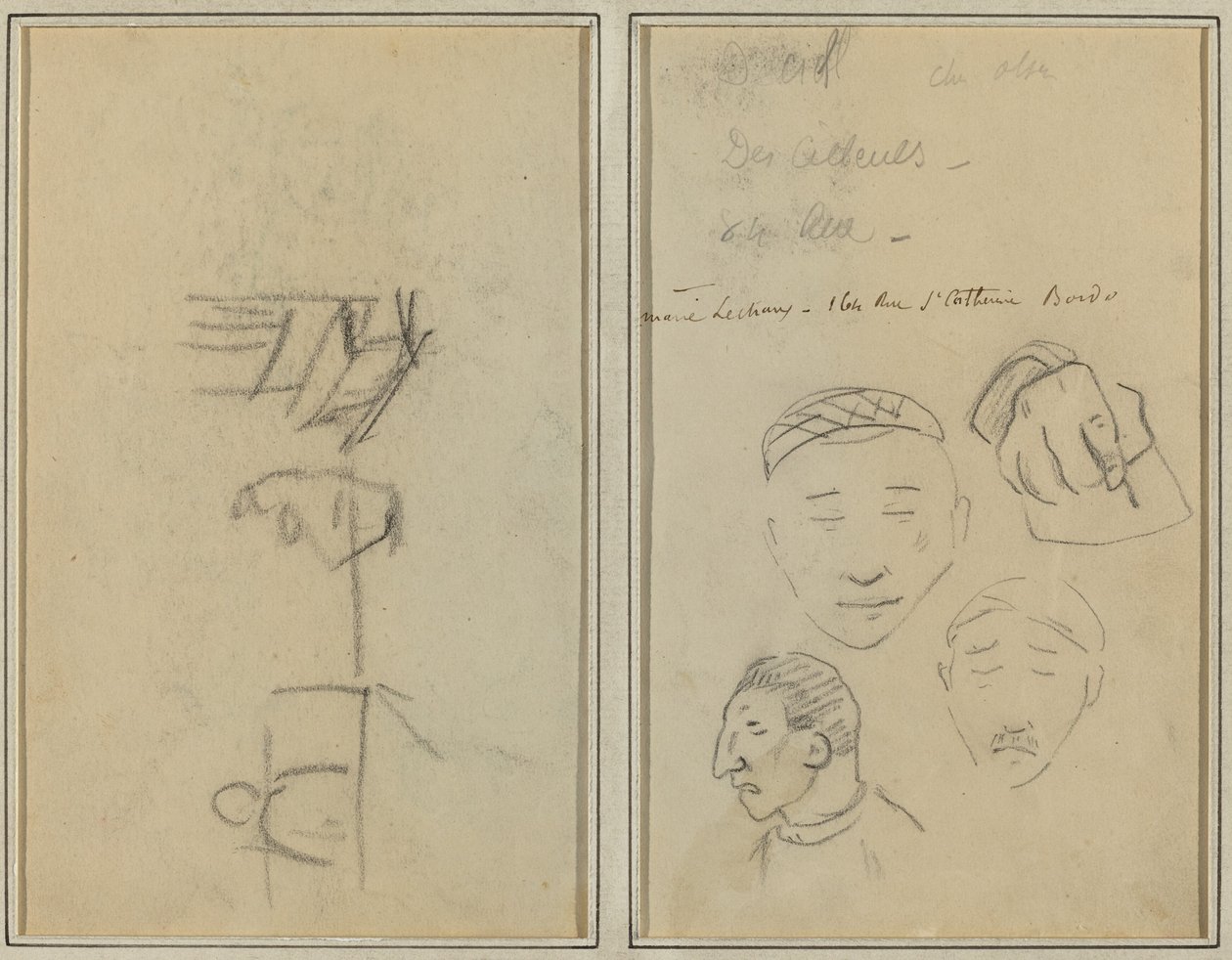 Two Figures and a Bench; Three Studies of Men