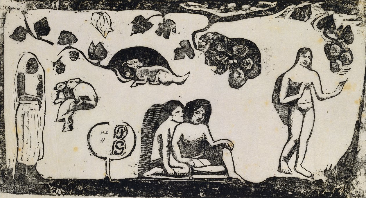 Women, Animals and Foliage by Paul Gauguin