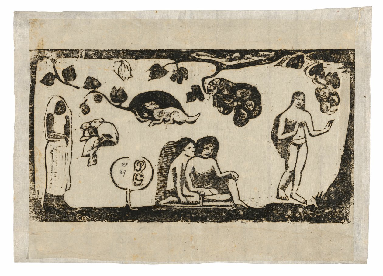 Women, Animals, and Foliage, from the Suite of Late Wood-Block Prints by Paul Gauguin
