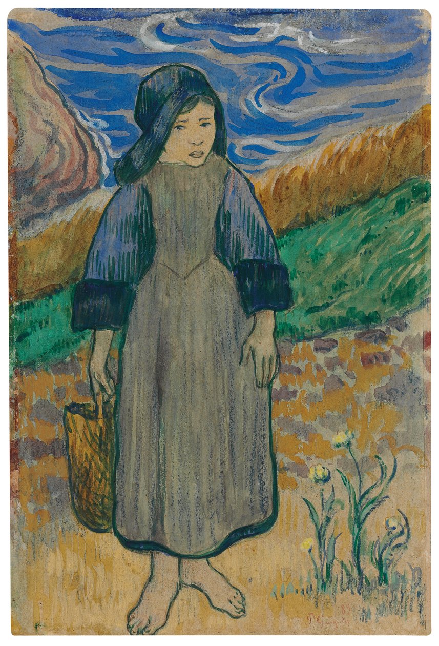 Young Breton Girl by the Sea, 1889 by Paul Gauguin