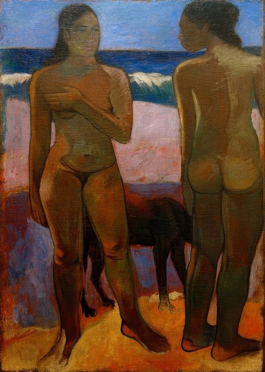Two Tahitian Women on the Beach by Paul Gauguin