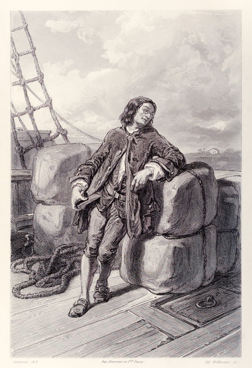 Captain Lemuel Gulliver at Sea on His Merchant Ship, from French Edition of Gulliver