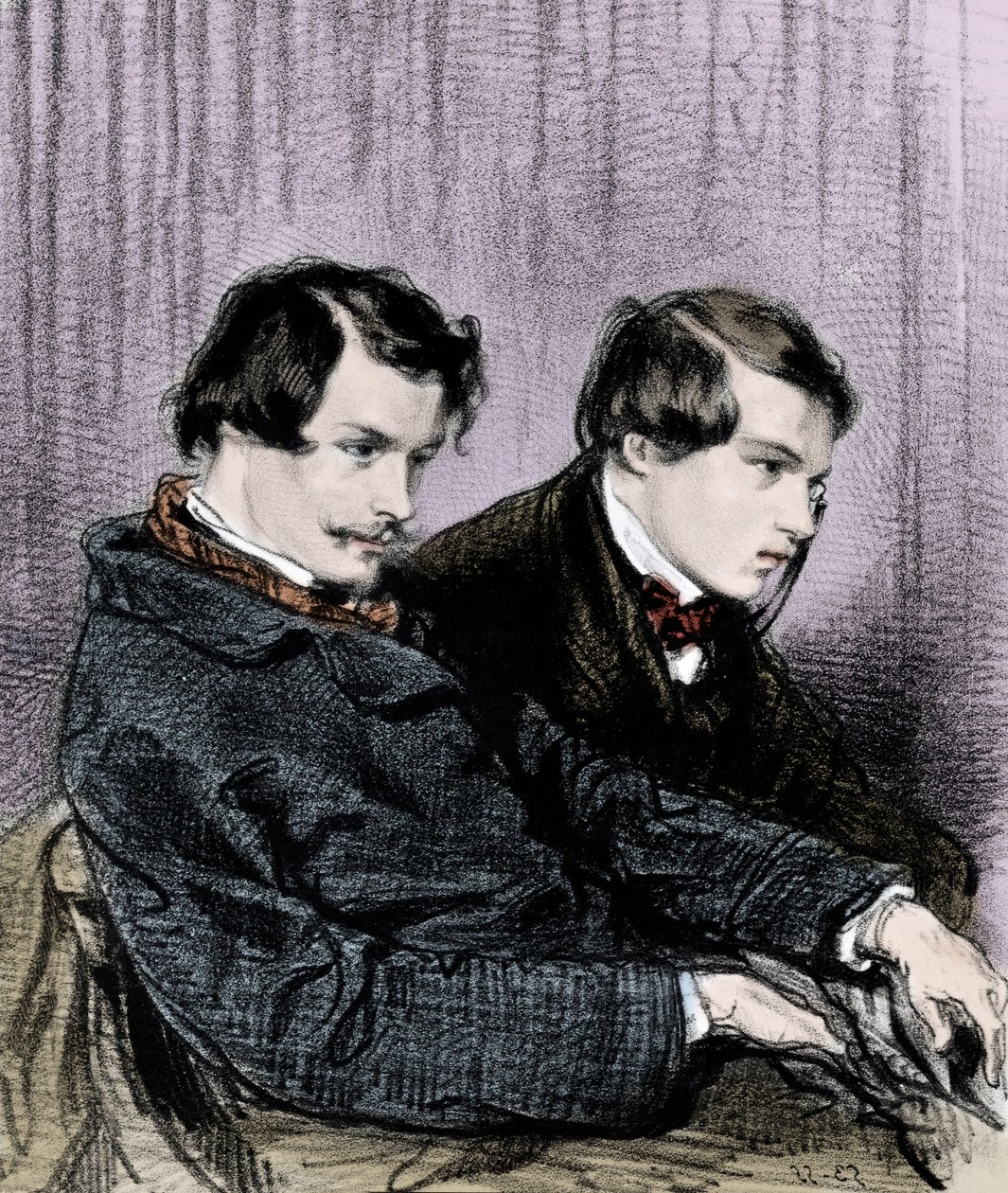 Goncourt Brothers in a Box at the Theatre by Paul Gavarni