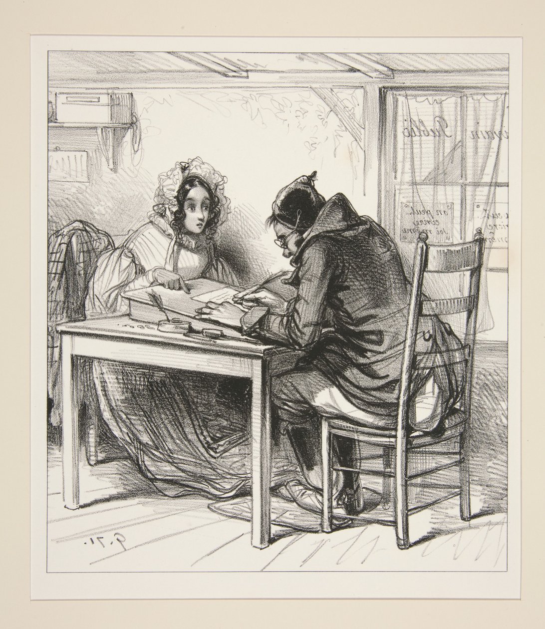"I take up the pen with a trembling hand..." by Paul Gavarni