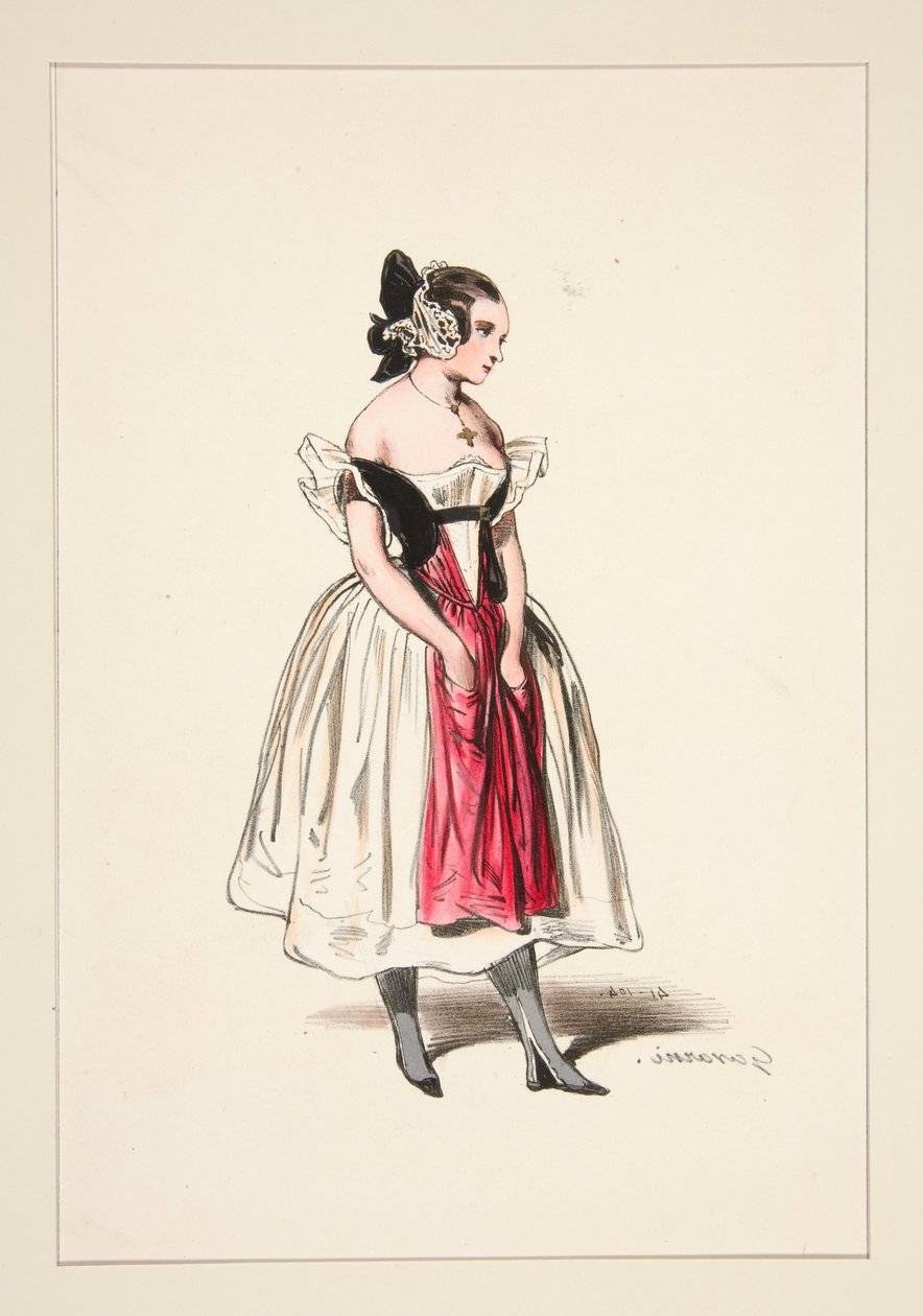 Milkmaid. Satin and Lace Bonnet. by Paul Gavarni