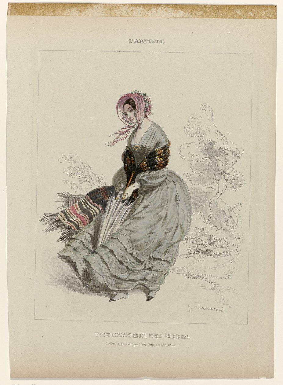 The Artist, Country Toilette, September 1840: Physiognomy of Fashions by Paul Gavarni