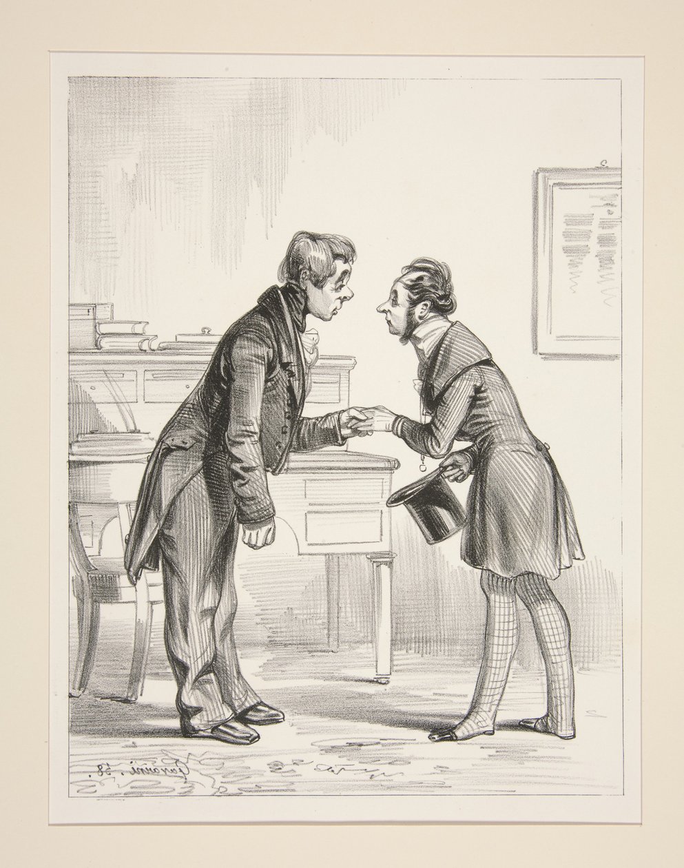 The Day of Departure of a Garrison. My dear mayor, how are you?...and madam?... by Paul Gavarni