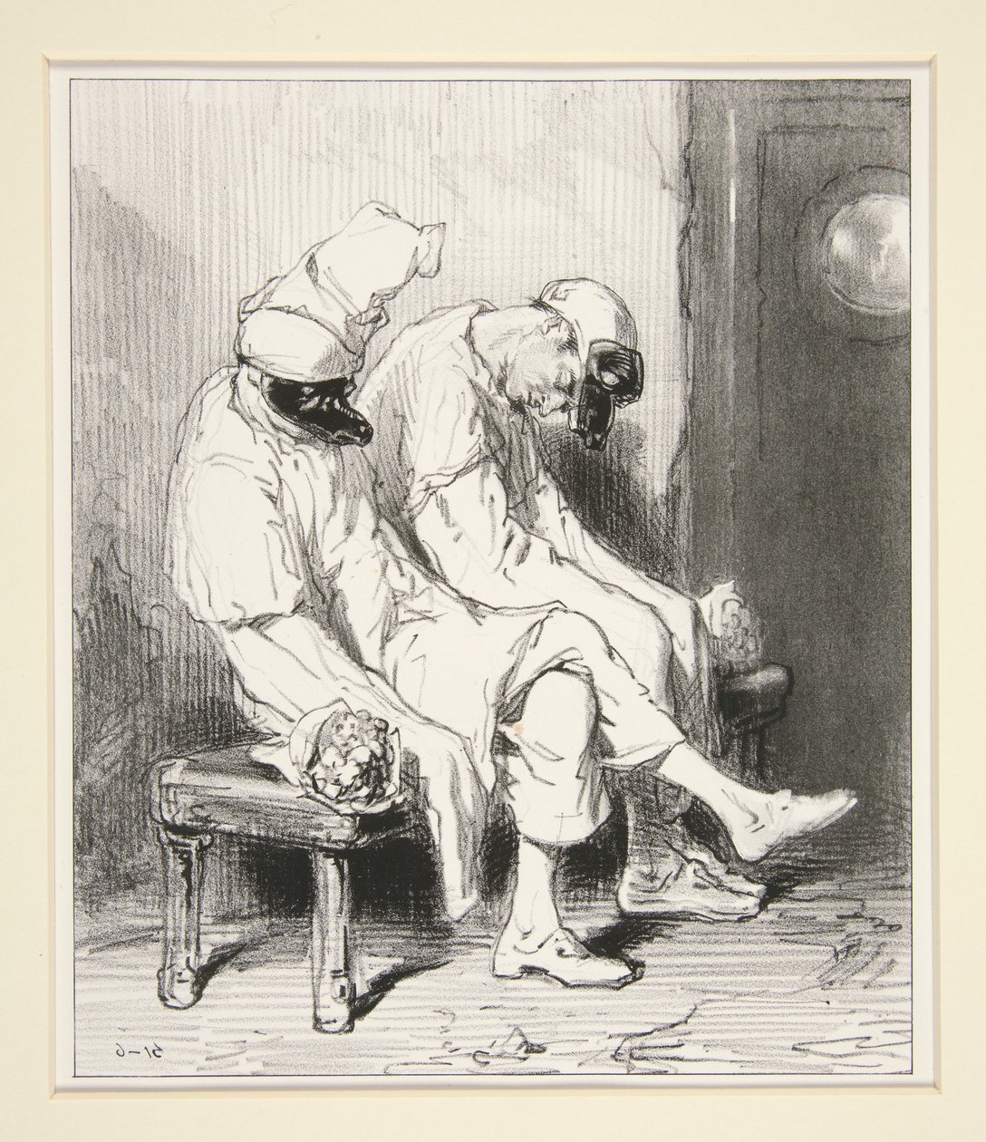 The School of Pierrots - No. 6 - The Bouquet Watch by Paul Gavarni