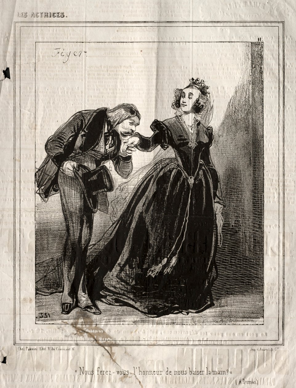 The Actresses: Will you do us the honor of kissing our hand, 1843 by Paul Gavarni