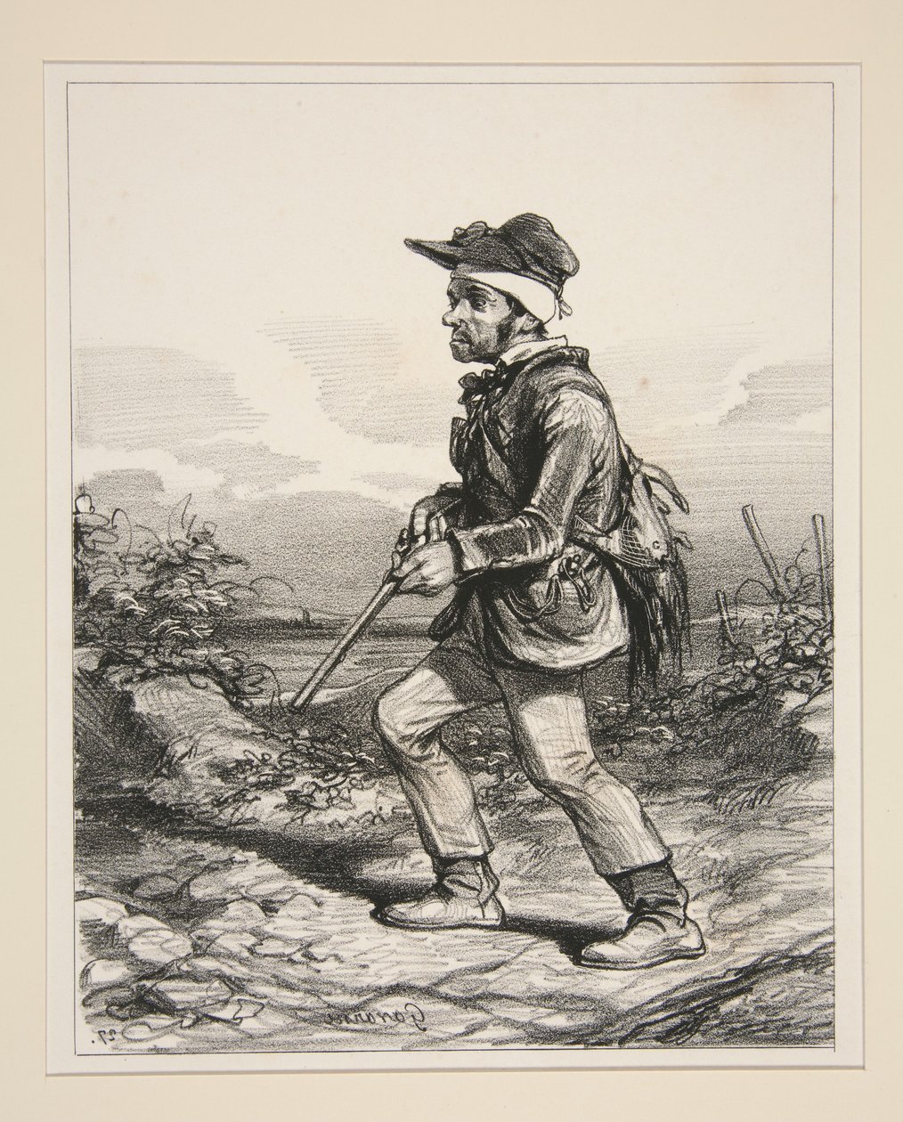 M. Gontard, (of the Clos-Gorju), Large Landowner, Eligible Voter, Hunting at Dawn (From series: Contemporary Types) by Paul Gavarni