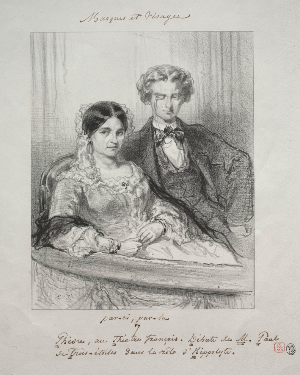 Masques et visages: Paric, par-la: Phèdre au Théâtre-Francais..., 1857-1858 by Paul Gavarni