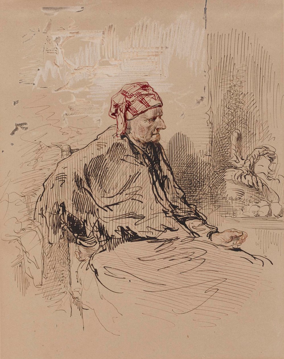 Old Woman in Red Cap by Paul Gavarni