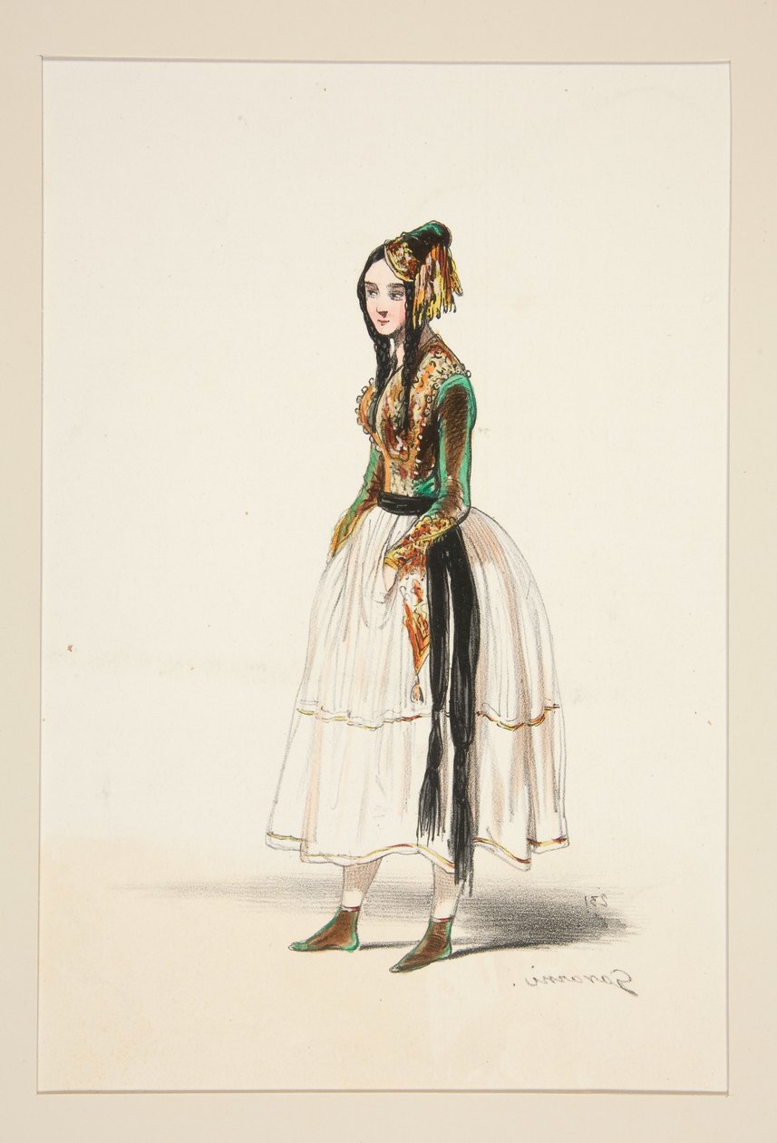 Polonaise. Bonnet, Jacket and Velvet Boots, Gold Trimmings by Paul Gavarni