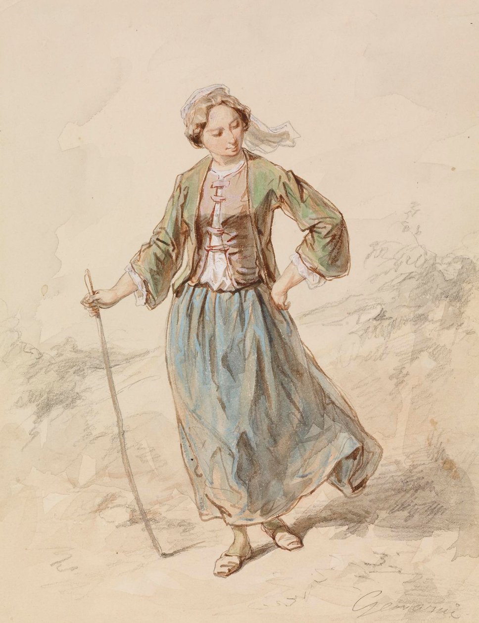Peasant Girl by Paul Gavarni