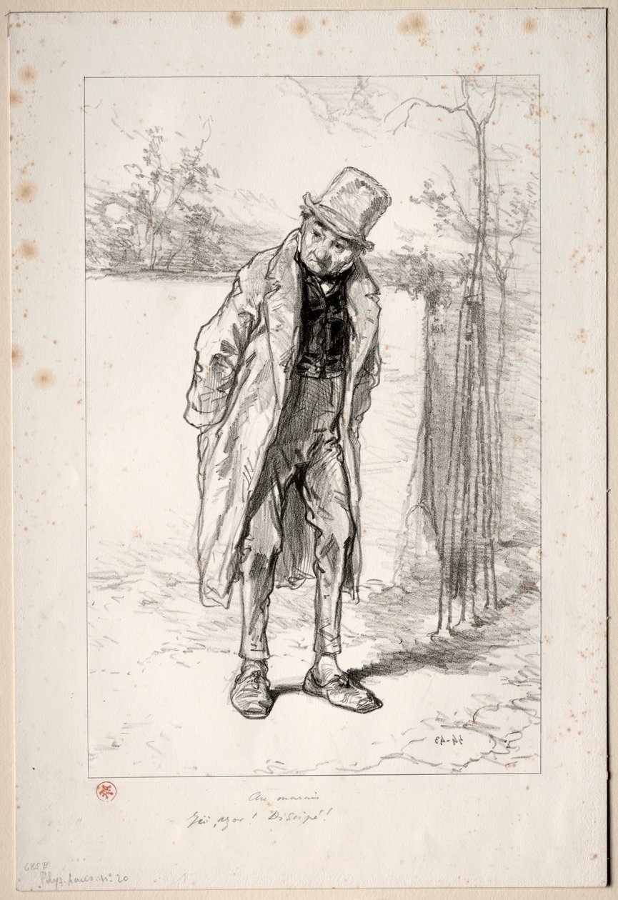 Parisian Physiognomies: In the Marais. Here, Azor! Here! by Paul Gavarni