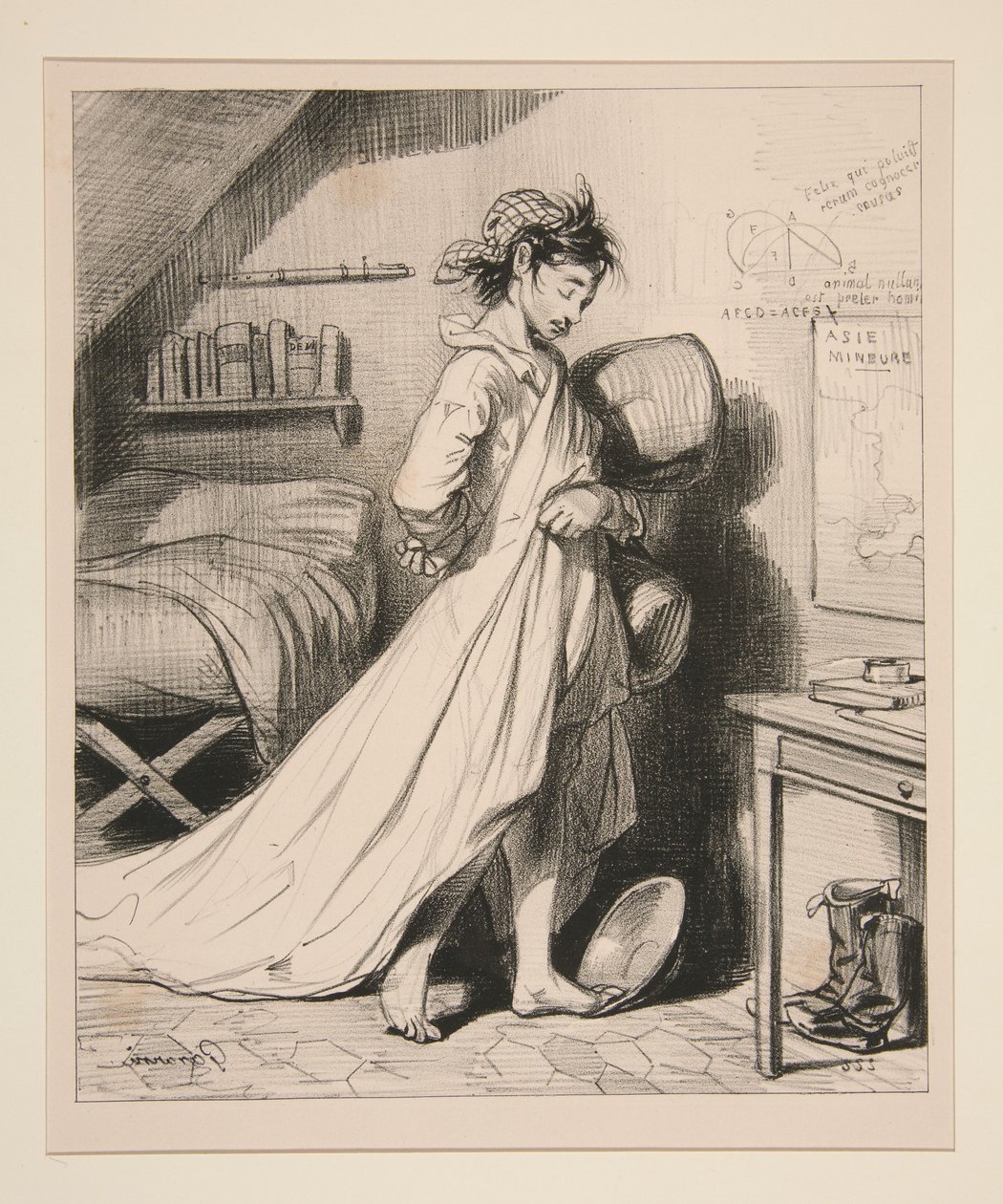 Dreaming of being rich, being loved by the great lady who occupies you... by Paul Gavarni