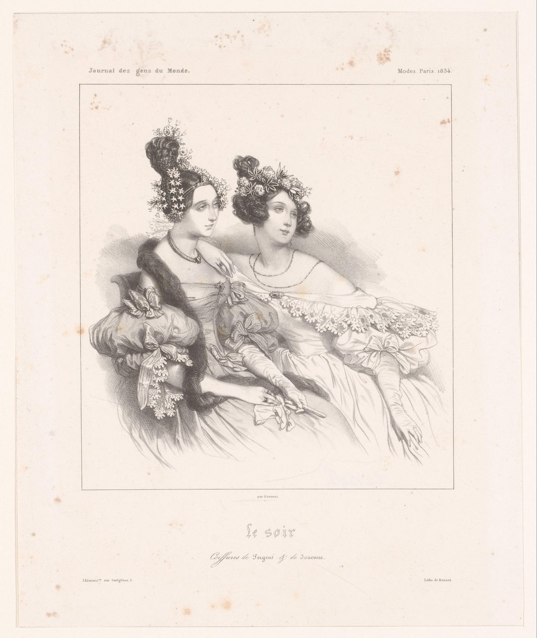 Two Hairstyles Suitable for Evening Dresses (The Evening) by Paul Gavarni