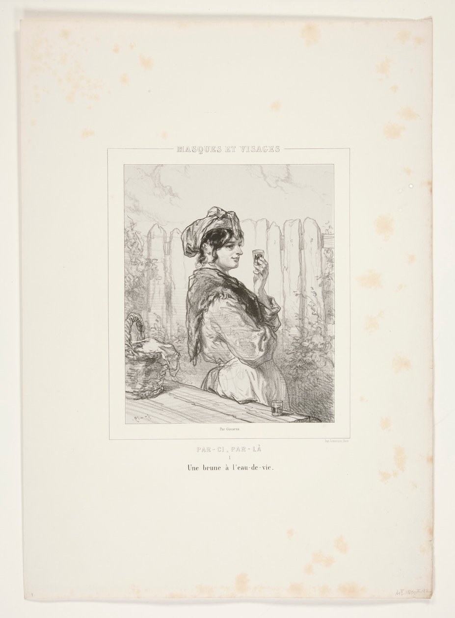 A brunette at the by Paul Gavarni