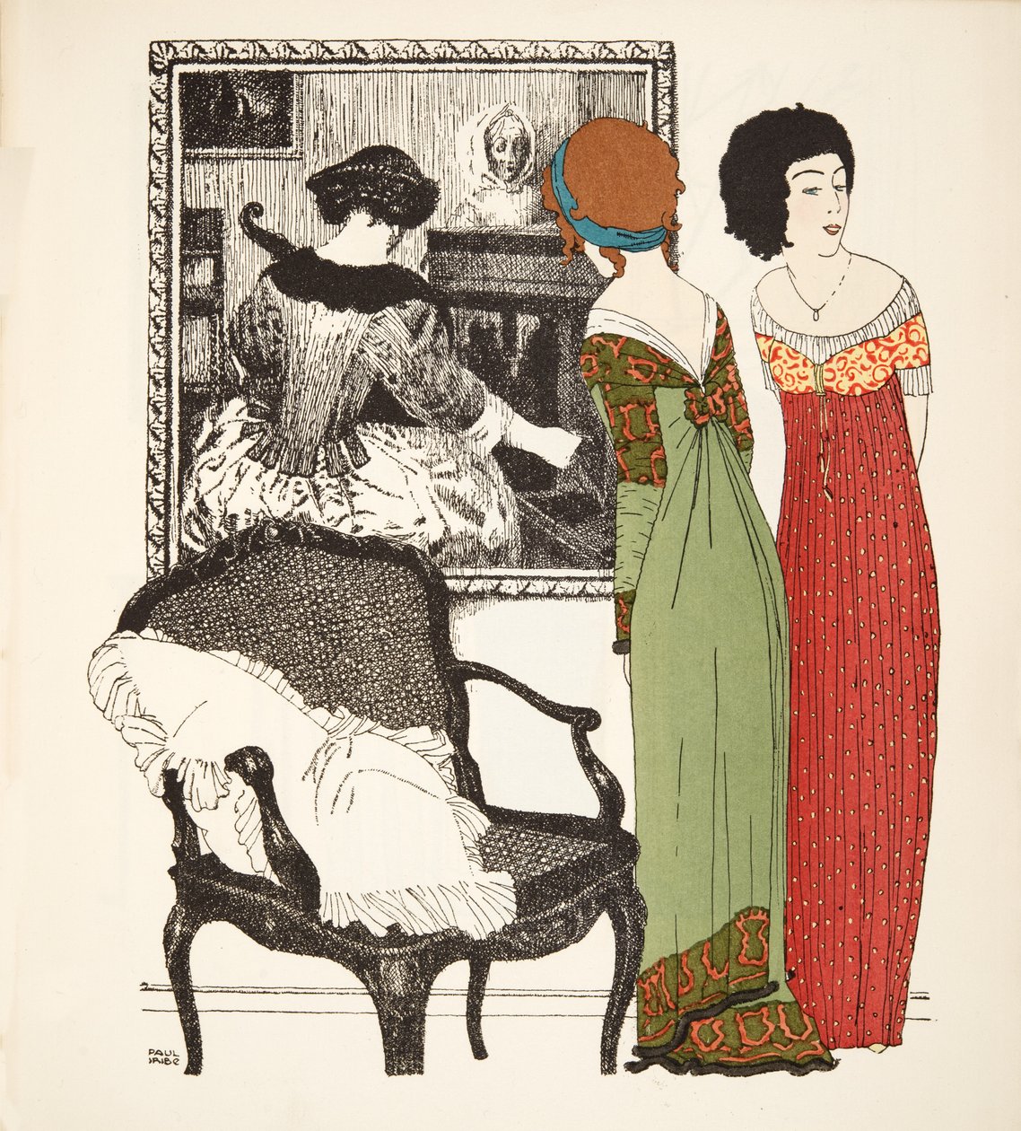 Two Empire Line Dresses from Les Robes de Paul Poiret, pub. 1908 by Paul Iribe