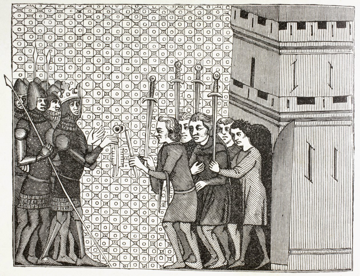 After the Capture of a Town in the 14th Century (after a 14th century miniature in Histoire du Monde) by Paul Lacroix