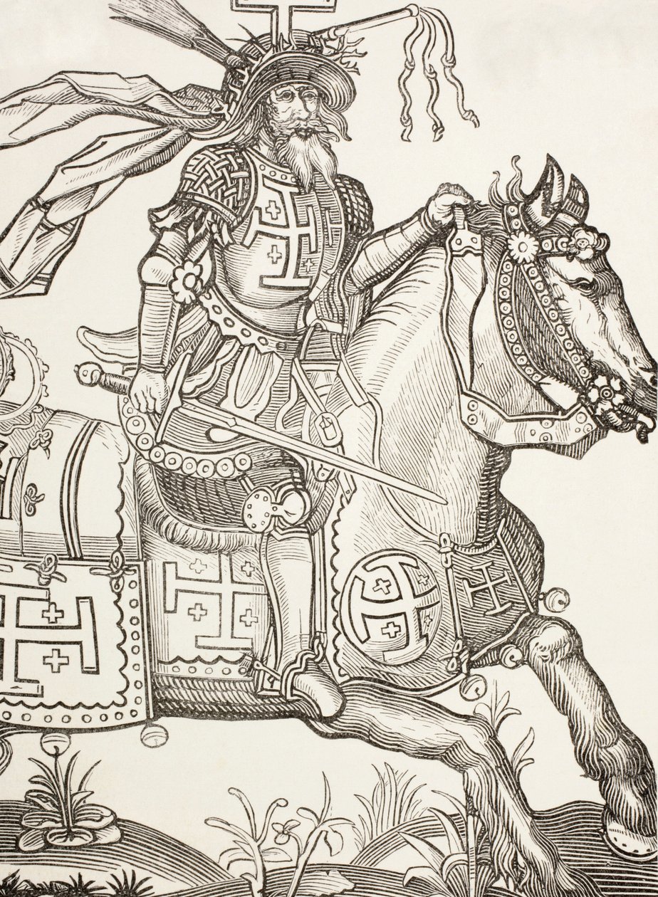 Godfrey of Bouillon, Medieval Frankish Knight (after a 15th century woodcut) by Paul Lacroix