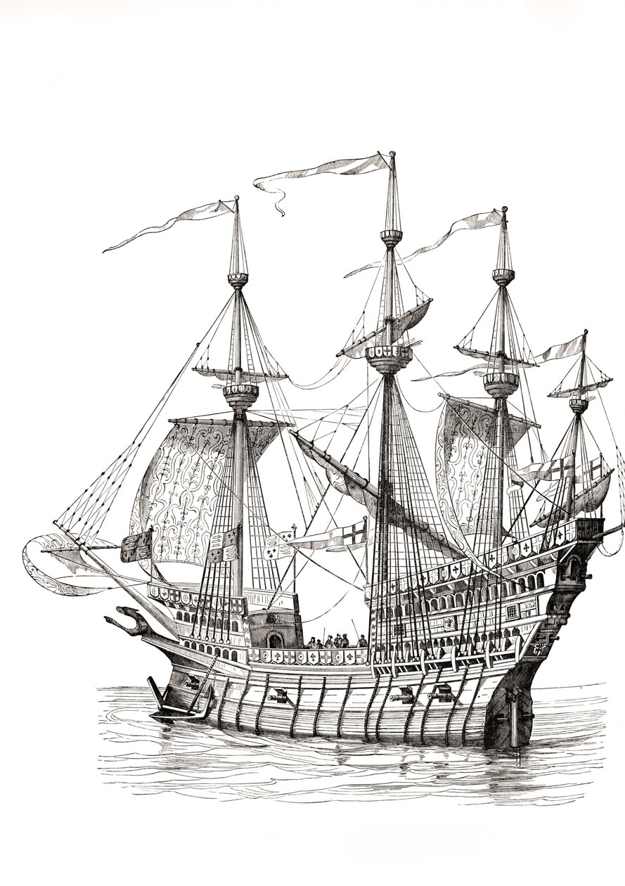 Man-of-War Carrying King Henry VIII to France in 1520 (after a drawing by Holbein) by Paul Lacroix
