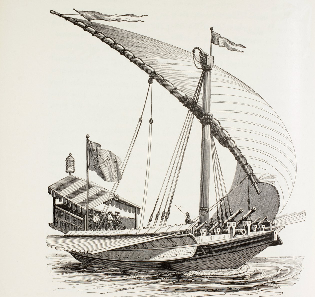 Pontifical Galley with Sails, Oars and Heavy Artillery (after a drawing by Breugal the Elder) by Paul Lacroix