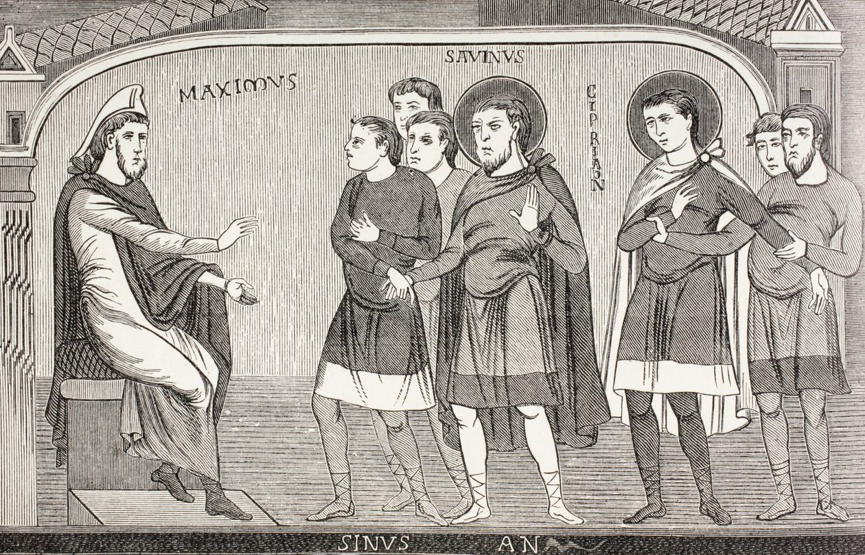Saints Savin and Cyprian Confessing to Proconsul Galerius Maximus (After 11th Century Fresco) by Paul Lacroix