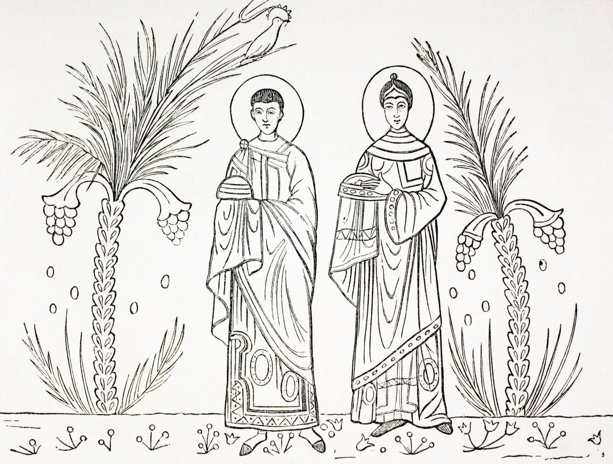 St. Cecilia and Her Husband Valerian (after a 3rd or 4th century mosaic) by Paul Lacroix