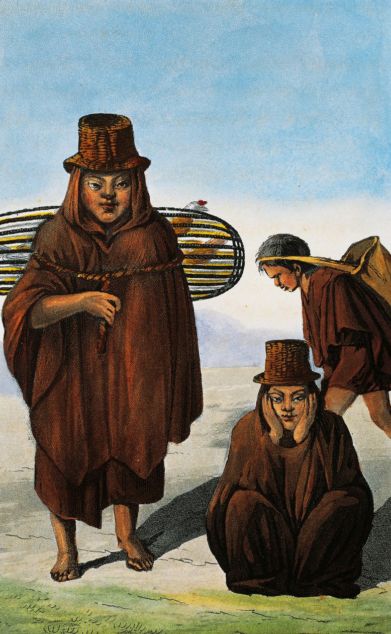 Poultry seller, beggar and labourer, Colombia, engraving by Paul Legrand from Travels in the Republic of Colombia in the years 1822 and 1823, by Gaspard Theodore Mollien, South America by Paul Legrand