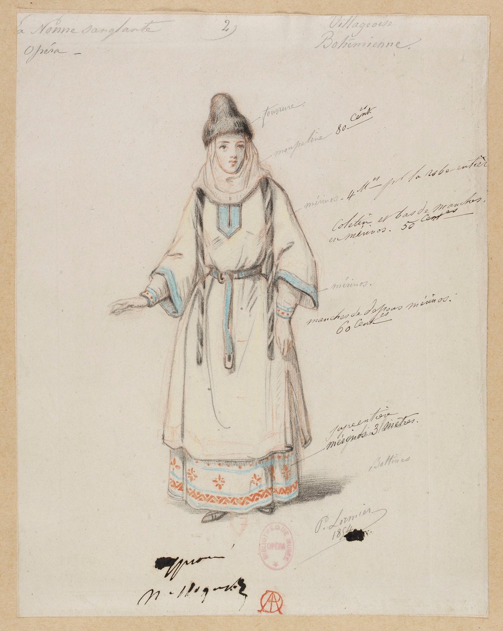 Gounod - The Bloody Nun - Four Costume Designs by Paul Lormier - 2. Bohemian Villager by Paul Lormier