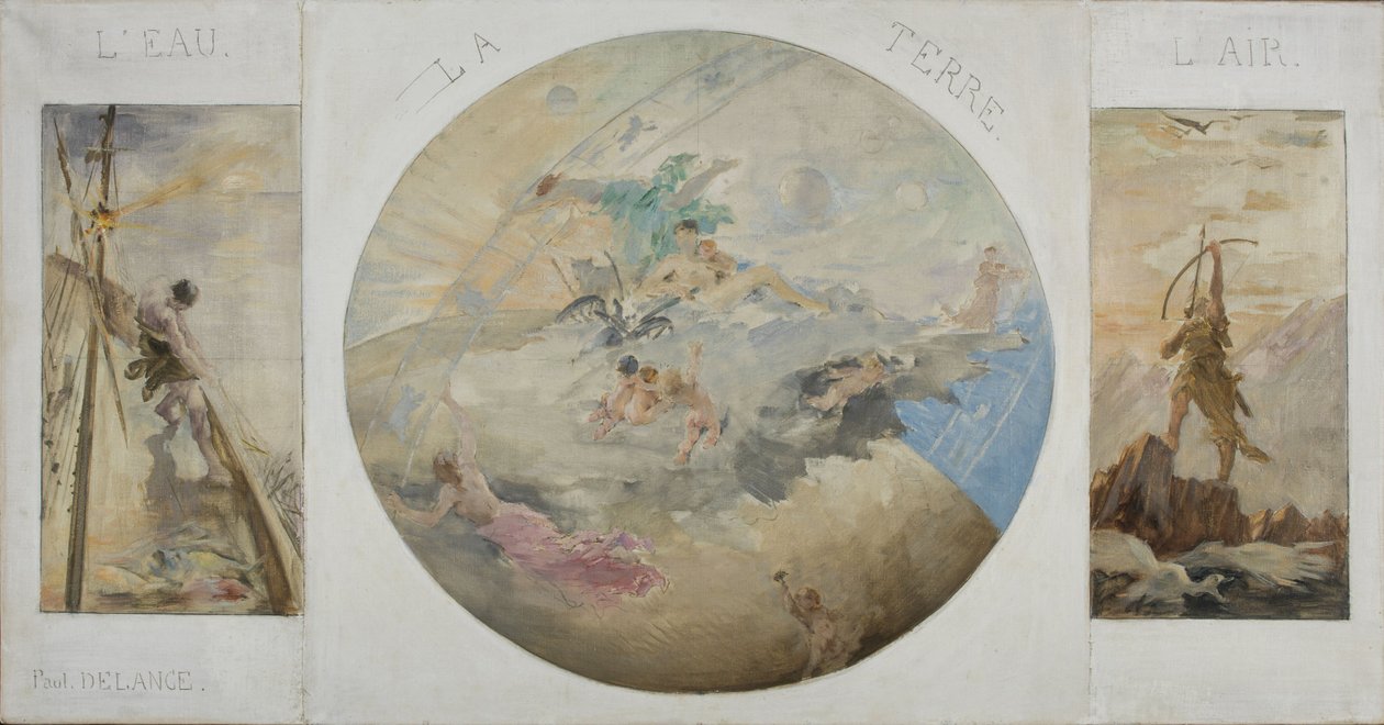 Sketch for the Hôtel de Ville dining room in Paris: Water, Earth, Air, between 1891 and 1892 by Paul Louis Delance