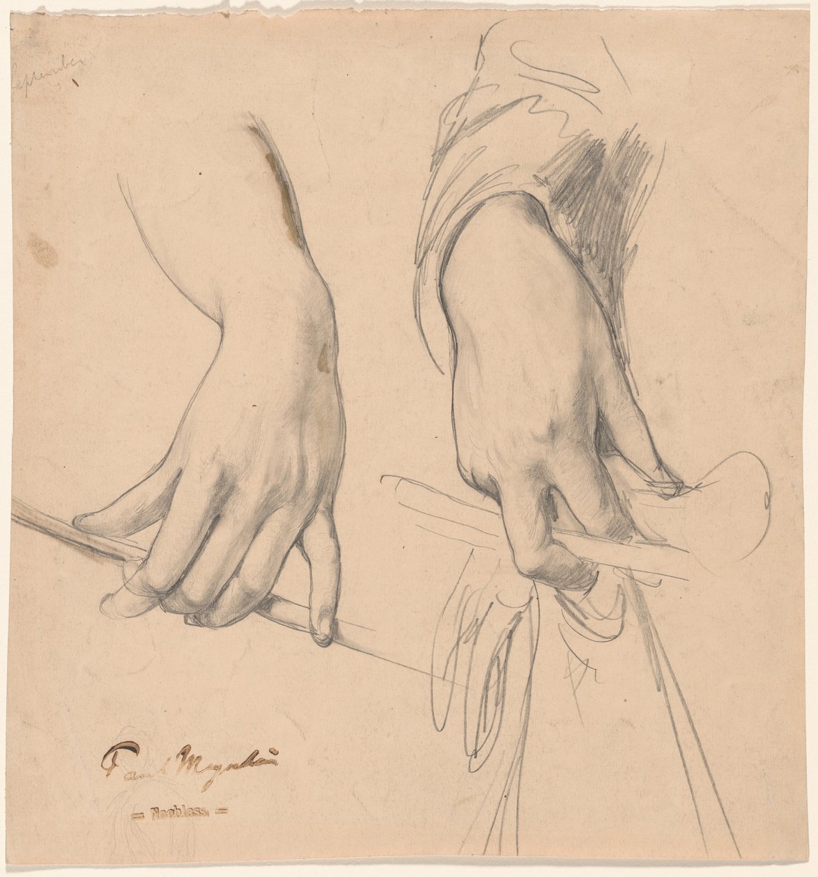 A Left Hand Holding a Staff and a Right Hand Holding a Glove and Riding Crop by Paul Meyerheim