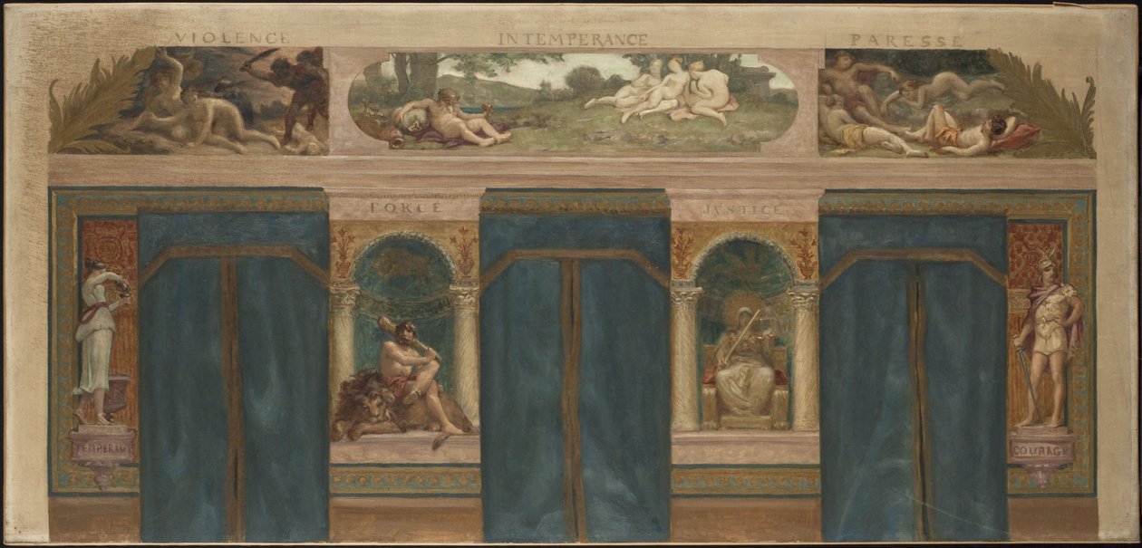 Sketch for the Saint-Maur-des-Fossés town hall: Virtues Opposed to Vices (Force - Justice), 1883 by Paul Milliet