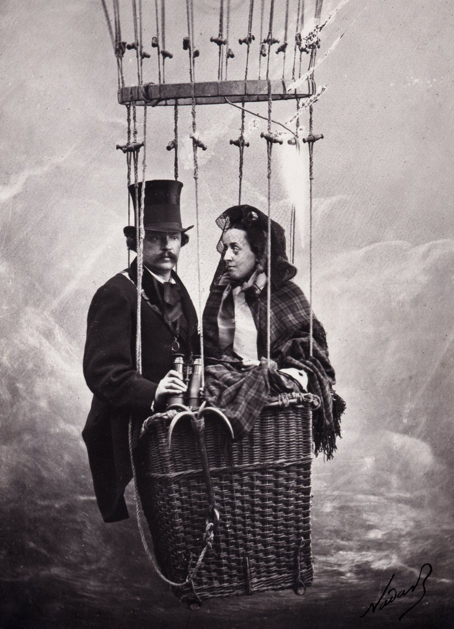 Paul Nadar and His Wife in the Basket of the Balloon (hot air balloon) by Paul Nadar