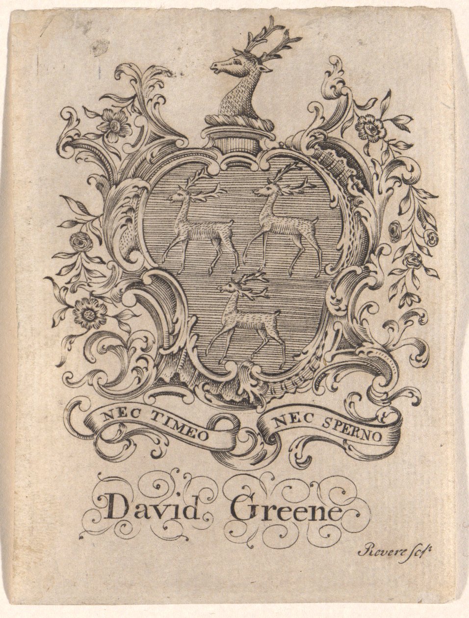 Bookplate of David Greene by Paul Revere